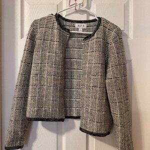 ELLE Cardigan/Jacket Women's Small Yellow/Gray Knit Open  Elegance